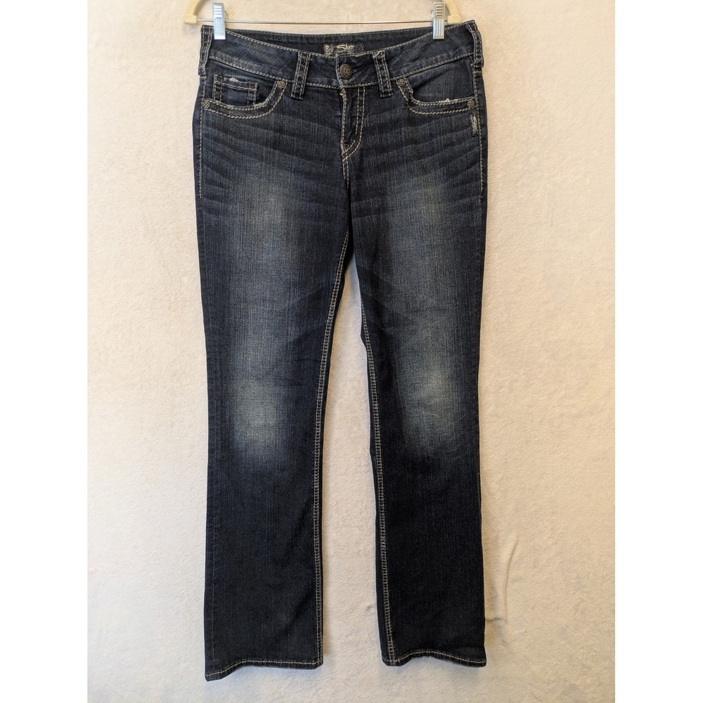 Silver Jeans Co Women's Size W29 L33 Suki Mid Slim Boot Dark Wash Jeans